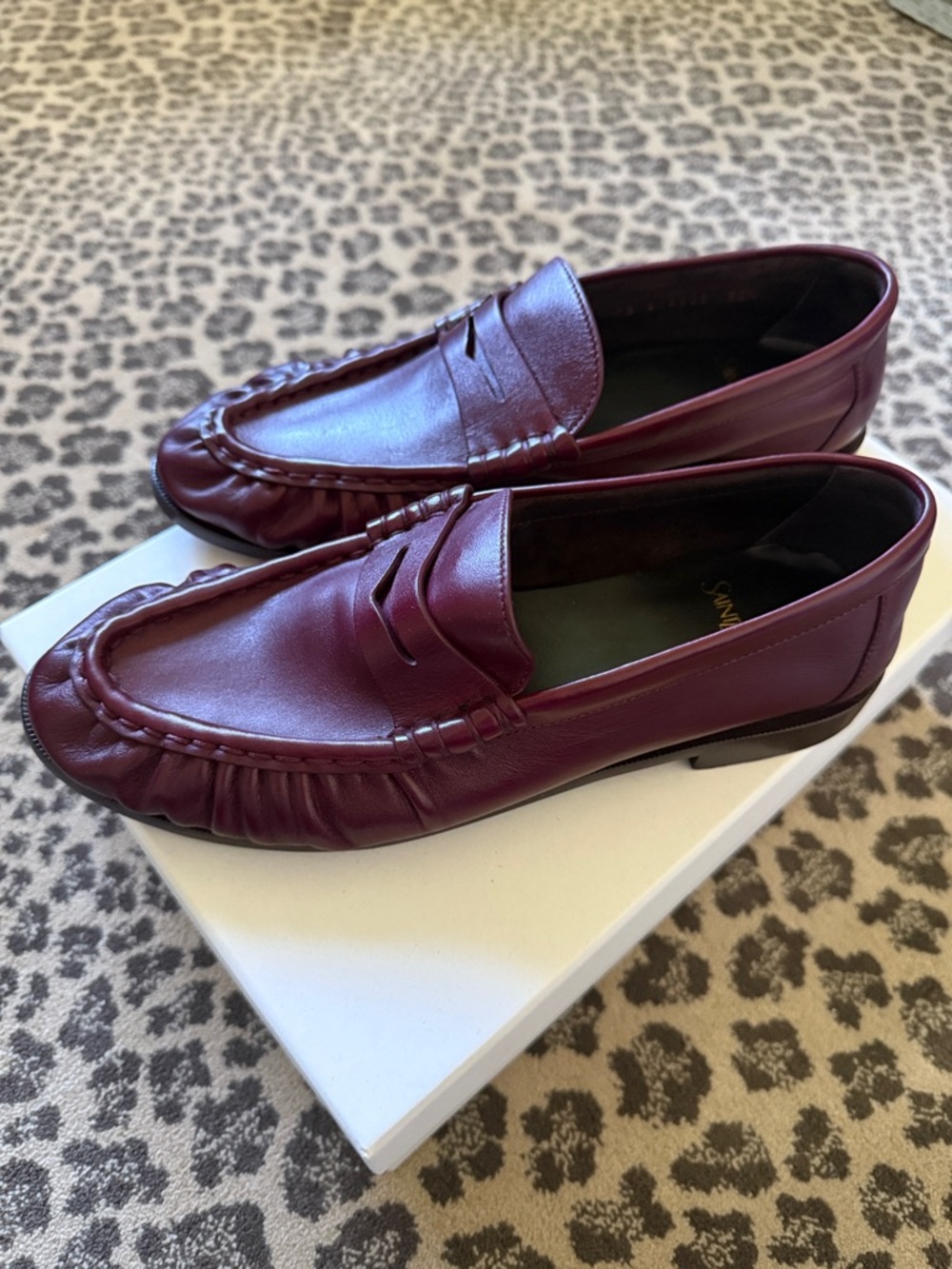 Saint Laurent Burgundy Leather Penny Loafers - Picture 5 of 15